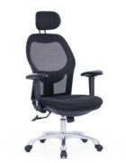 High Back Mesh Chair with Aluminium Base and 2D Armrests, main view, nylon glass fiber frame – Furniconcepts UAE