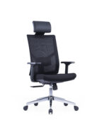 High Back Mesh Chair with Chrome Base, main view, black glass fiber frame with fixed headrest – Furniconcepts UAE